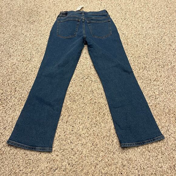NWT J Crew Mid Rise Flare Crop Jeans Sz 24 Denim Stretch Medium Wash - Picture 2 of 4